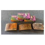 NMMI Brass Buckle, Tiger's Eye & Wolf Knife Lot