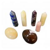 Polished Crystal Tower & Palm Stone Group 7pc