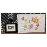 Columbine Watercolor and Fall Leaves