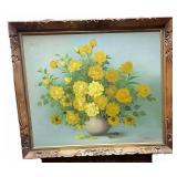 Park 'Yellow Roses' Original Mid-Century Oil