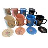 8-Piece Iris Motif Ceramic Mug and Coaster/Lid Set