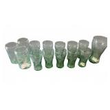 14-Piece Green Embossed Coca-Cola Glass Set