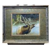 Wildlife Folk Art Needlepoint: Bugling Elk
