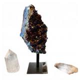 Mounted Titanium Aura Amethyst & Quartz Points