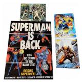 Superman & Marvel 1990s Comic Promo Poster Lot