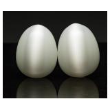 Chatoyant 'Cat's Eye' Selenite Display Eggs Pair
