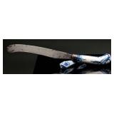 Victorian 'Blue Onion' Bread Knife and Rest