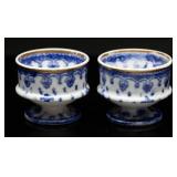 Late Victorian Copeland Flow Blue Gilt Open Salts