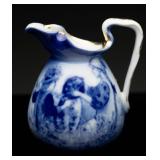 1890 Flow Blue Babes and Dog Bulbous Creamer