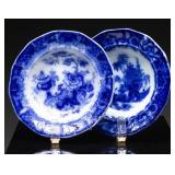 Flow Blue Chen-Si Octagonal Bowl Pair