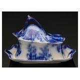 1890 Gilded Flow Blue Ironstone Cheese Keep