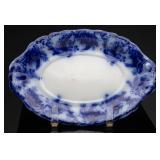 Antique John Maddock 'Cotswold' Flow Blue Platte