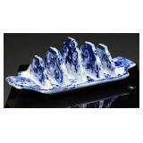 1880 Staffordshire Flow Blue 5-Bar Toast Rack