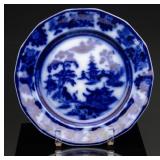 W. Adams & Sons'Shanghai' Flow Blue Luncheon Pla