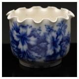 1890 Staffordshire Flow Blue Scalloped Waste Bowl