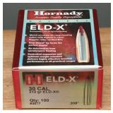 Hornady 30 Cal 212gr ELD-X Bullets, 100ct
