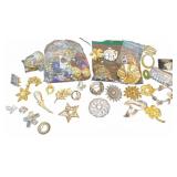 Costume Brooches, Pins, and Jewelry Lot