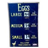 1929 Egg Price Display Sign Full-O-Pep Feed