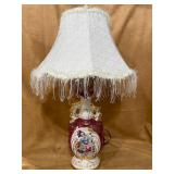 Vintage Hand Painted Floral Porcelain Lamp