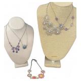 Five Costume Necklaces, Signed