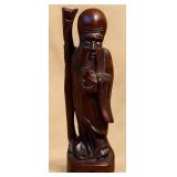 Hand Carved Chinese Hardwood Shou Xing Figure 8"