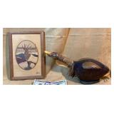 German Leather Duck Decanter and Wood Elken Inlay