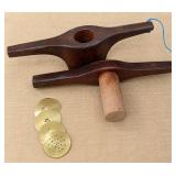 Antique Wooden Cookie or Pastry Press, Brass Dies