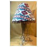 Metal Table Lamp With Southwest Patterned Shade