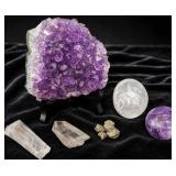 Amethyst Cluster, Quartz Points, Pyrite and Sphere