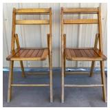 Pair Wooden Folding Chairs Decker Funeral Home