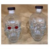 Crystal Head Glass Bottles, 750mL, Set of 2