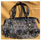 Harley-Davidson Canvas and Leather Skull Handbag