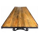 Rectangular Pine and Iron Industrial Table