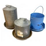 Galvanized Poultry Feeders and Waterer Set