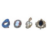 Four-Piece Brooch Collection with Napier and Cameo
