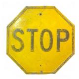 Yellow Embossed Metal STOP Sign Circa 1920s-1930s