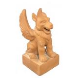 Terracotta Winged Griffin Statue on Plinth