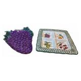 Raymond Waites Ceramic Grape & Section Platter