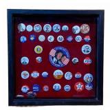 Framed Set of 38 US Presidential Campaign Buttons