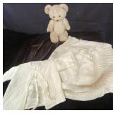 Kuddles Toy Co. Plush Bear & Cradle Knit Layette