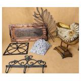 Metal Decor Set with Nautilus Sculpture
