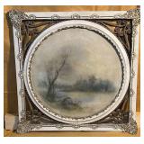 Vintage or Antique Glass Covered Pastel Artwork