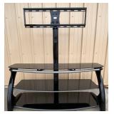 Black Glass and Metal TV Stand With Mount