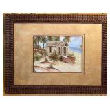 Caribbean Beach Scene, Basketweave Frame