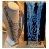 Two Multi-Strand Glass Bead Necklaces
