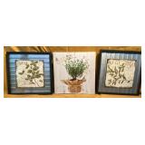 Metal Herb Prints and Canvas Bonsai Picture Set