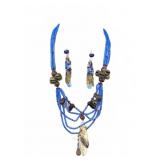 Artisan Made Bone, Bells, Batik Glass Necklace