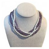 Three-Strand Amethyst & Freshwater Pearl Collar