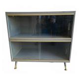 1950s Two-Shelf Cabinet With Glass Sliding Doors
