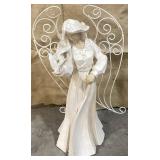 Carved Wood Angel W/Metal Wings